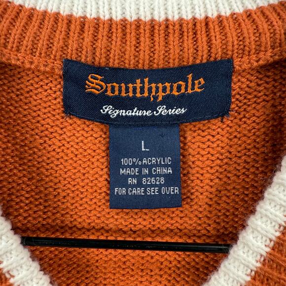 Southpole Signature Series Sweater Vest Men's Large Orange Cable Knit - Picture 4 of 8